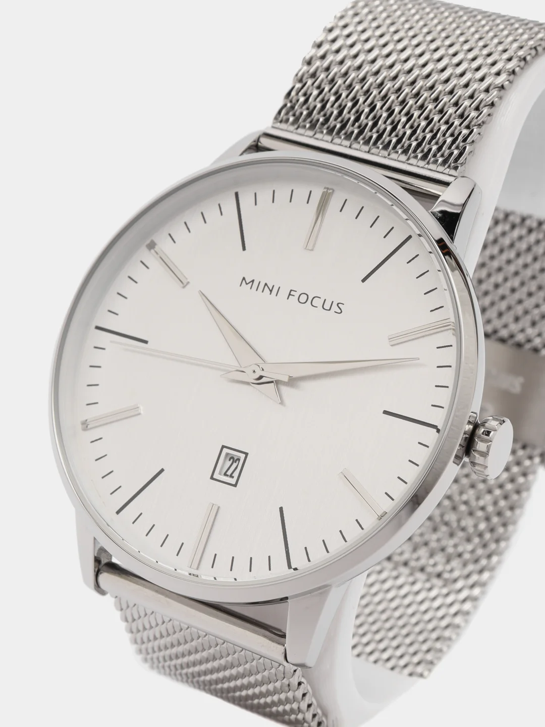Серебряный мужские наручные часы Mini Focus MF0115G с календарём, в подарочной упаковке