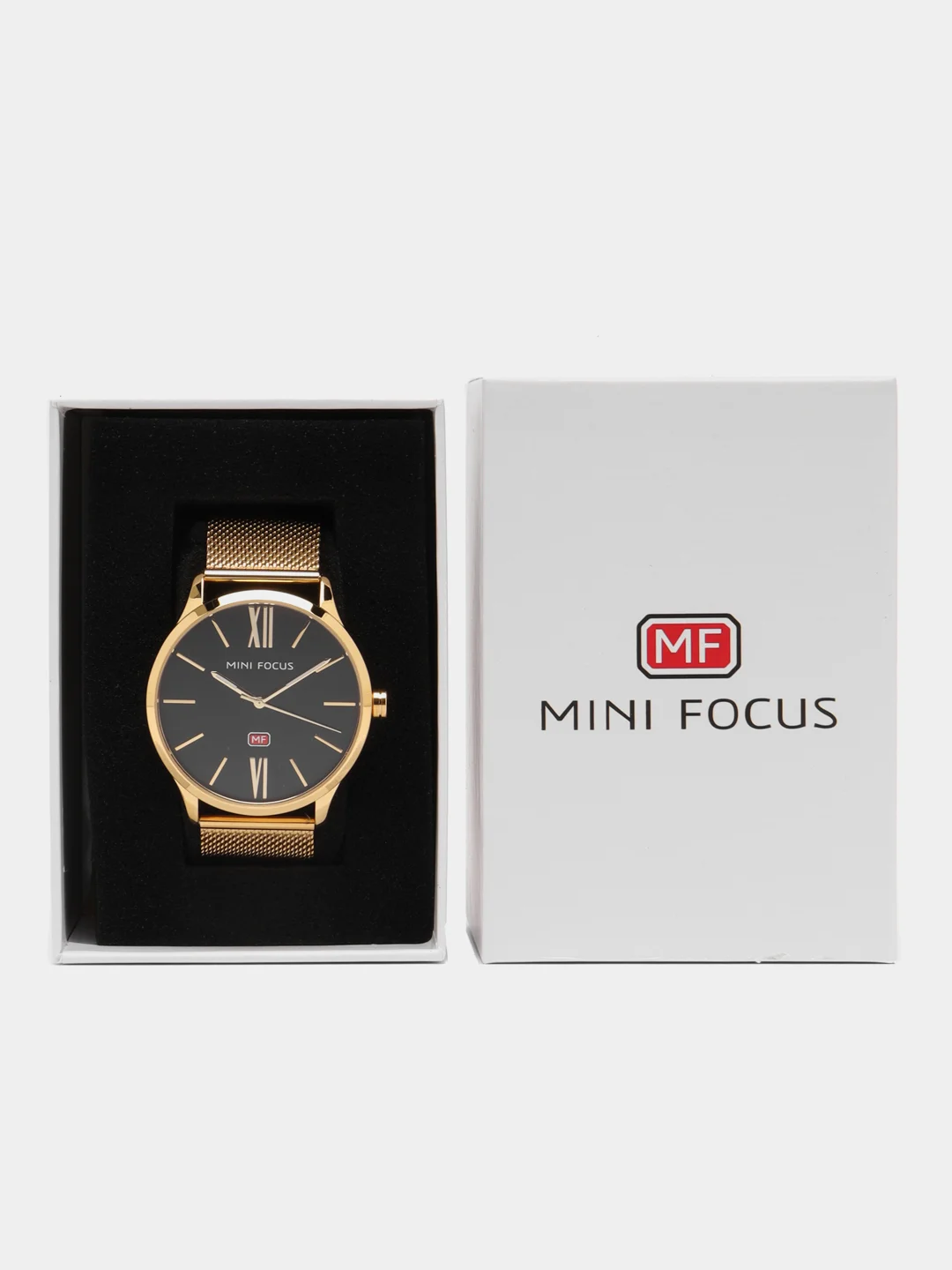 Золотой мужские наручные часы Mini Focus MF0018G, в подарочной упаковке