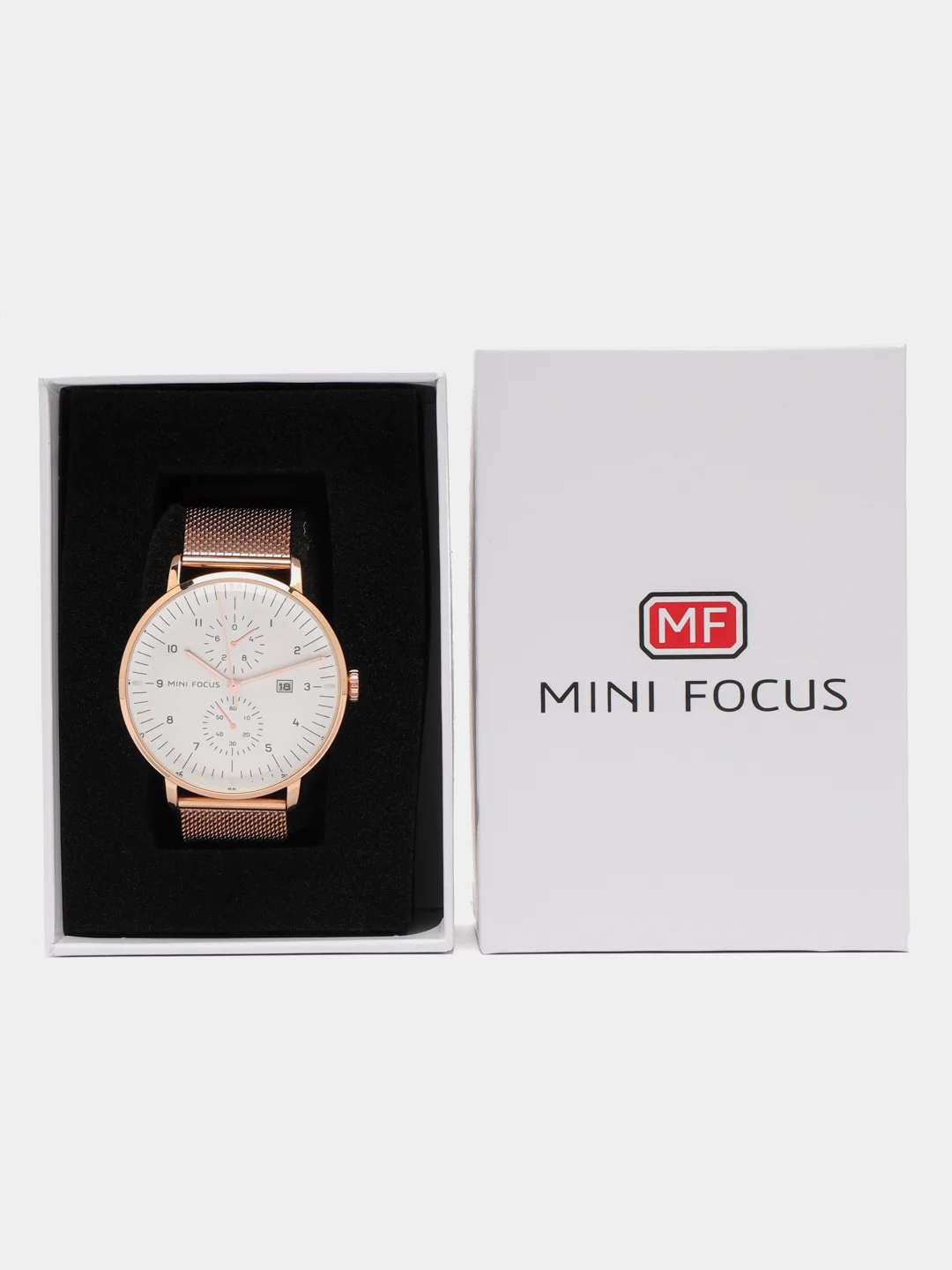 Белый мужские наручные часы Mini Focus MF0052G, с хронографом, в подарочной упаковке