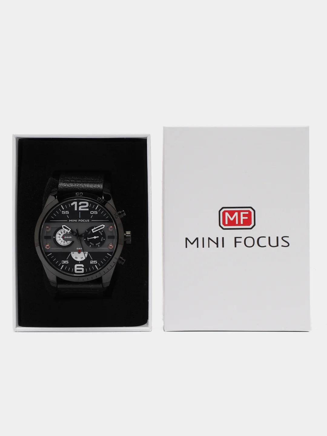 Черный мужские наручные часы Mini Focus MF0068G с хронографом, в подарочной упаковке