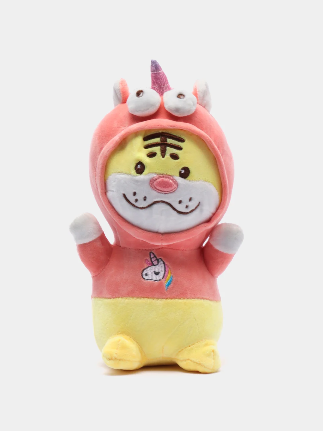 Кремовый мягкая игрушка "Тигренок", в костюме с капюшоном, 25 см
