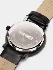 Черный мужские наручные часы Skmei 1398L с кожаным ремешком