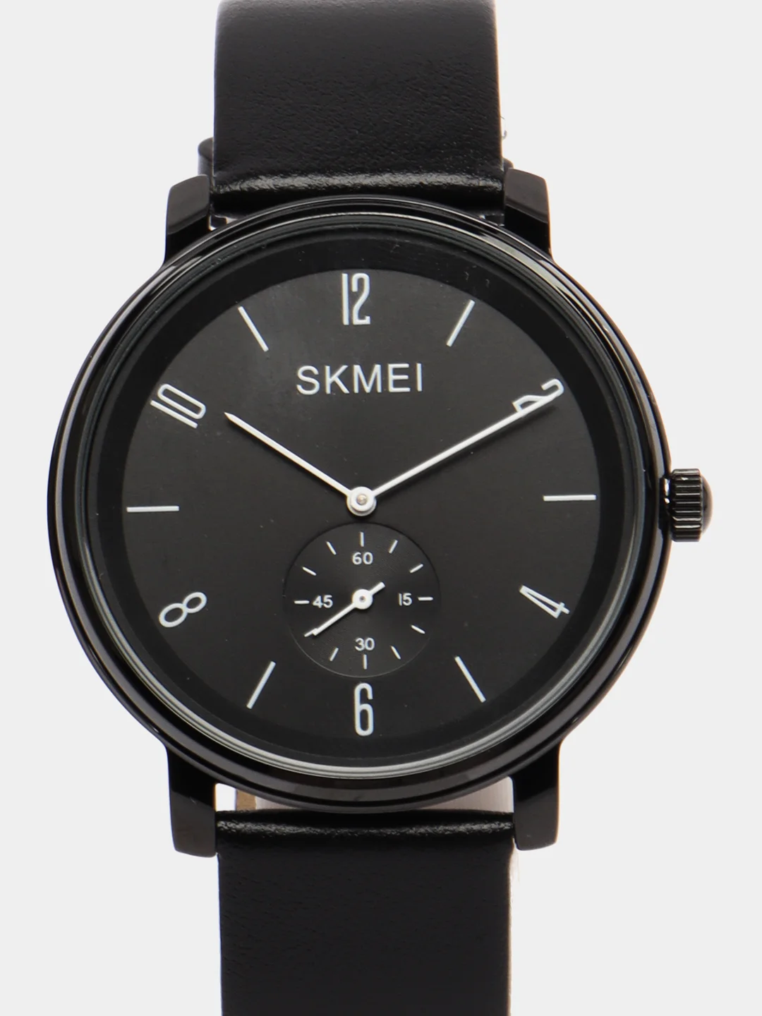 Черный мужские наручные часы Skmei 1398L с кожаным ремешком