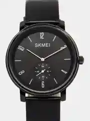 Черный мужские наручные часы Skmei 1398L с кожаным ремешком
