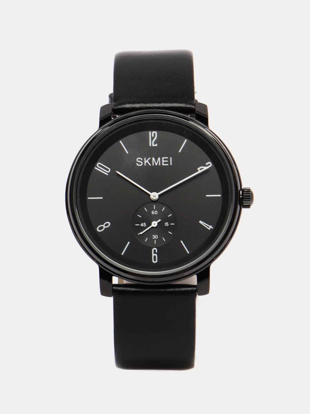 Черный мужские наручные часы Skmei 1398L с кожаным ремешком