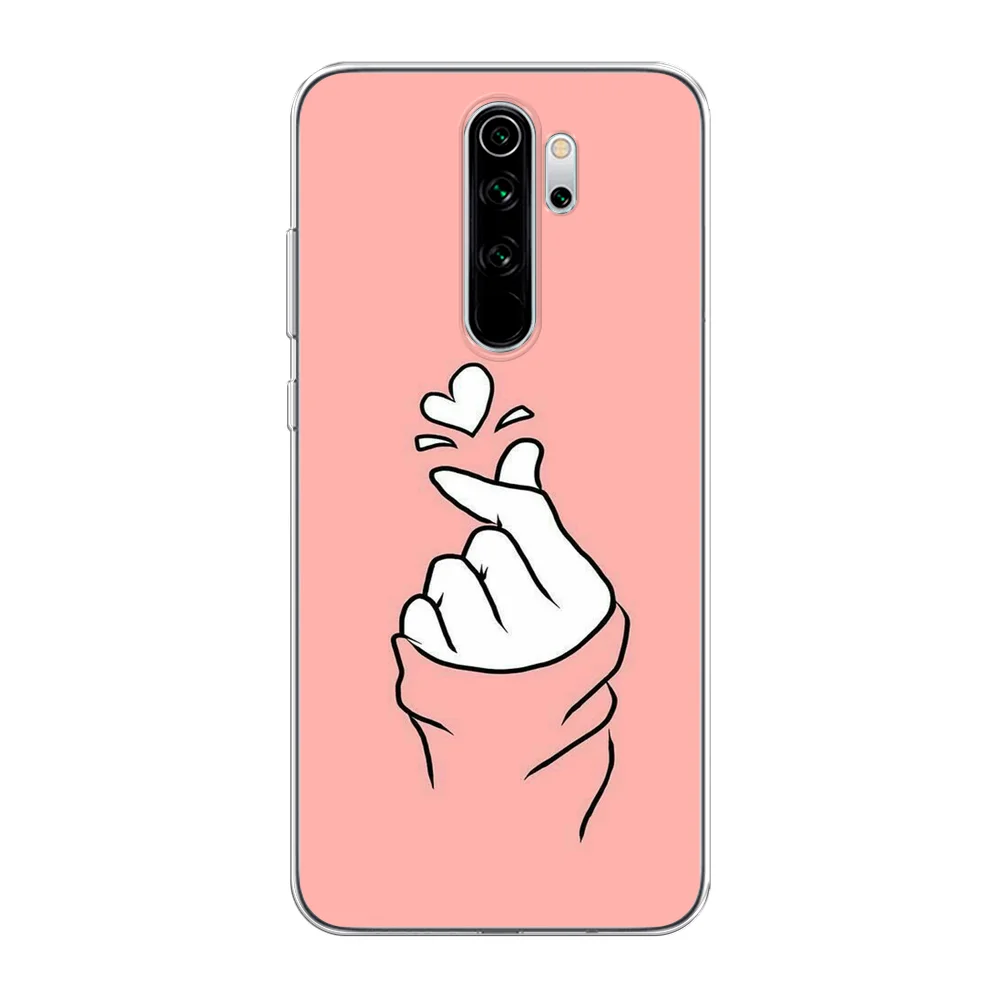 Пастельно-коралловый силиконовый чехол на Xiaomi Redmi Note 8 Pro / Сяоми Редми Нот 8 Про прозрачный с рисунком