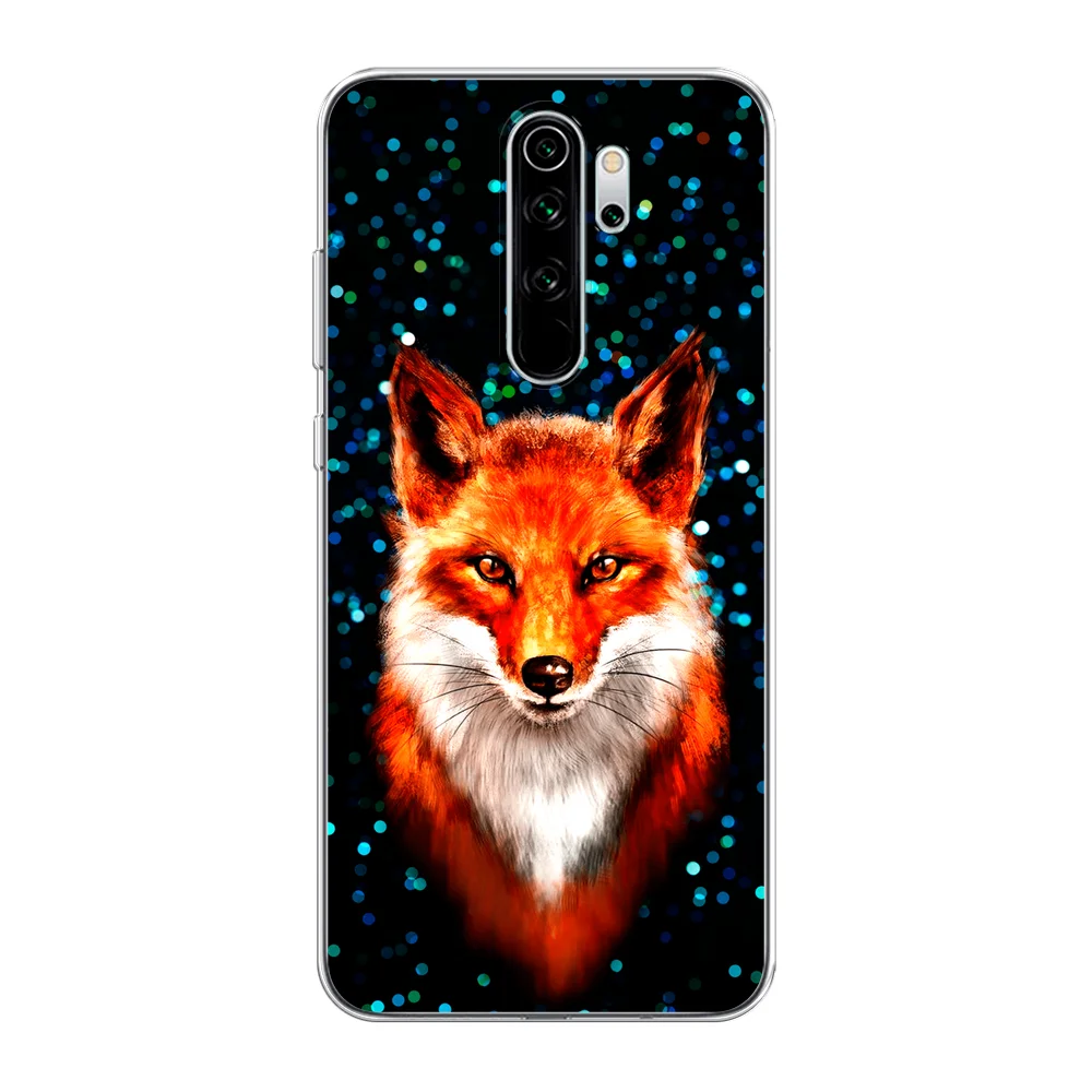 Рыжий силиконовый чехол на Xiaomi Redmi Note 8 Pro / Сяоми Редми Нот 8 Про прозрачный с рисунком