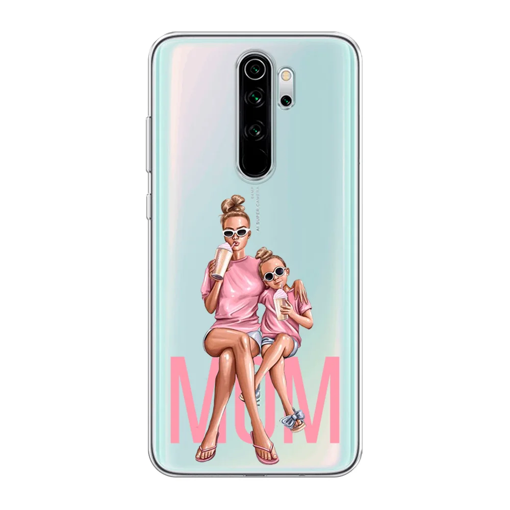 Тёмно-розовый силиконовый чехол на Xiaomi Redmi Note 8 Pro / Сяоми Редми Нот 8 Про прозрачный с рисунком