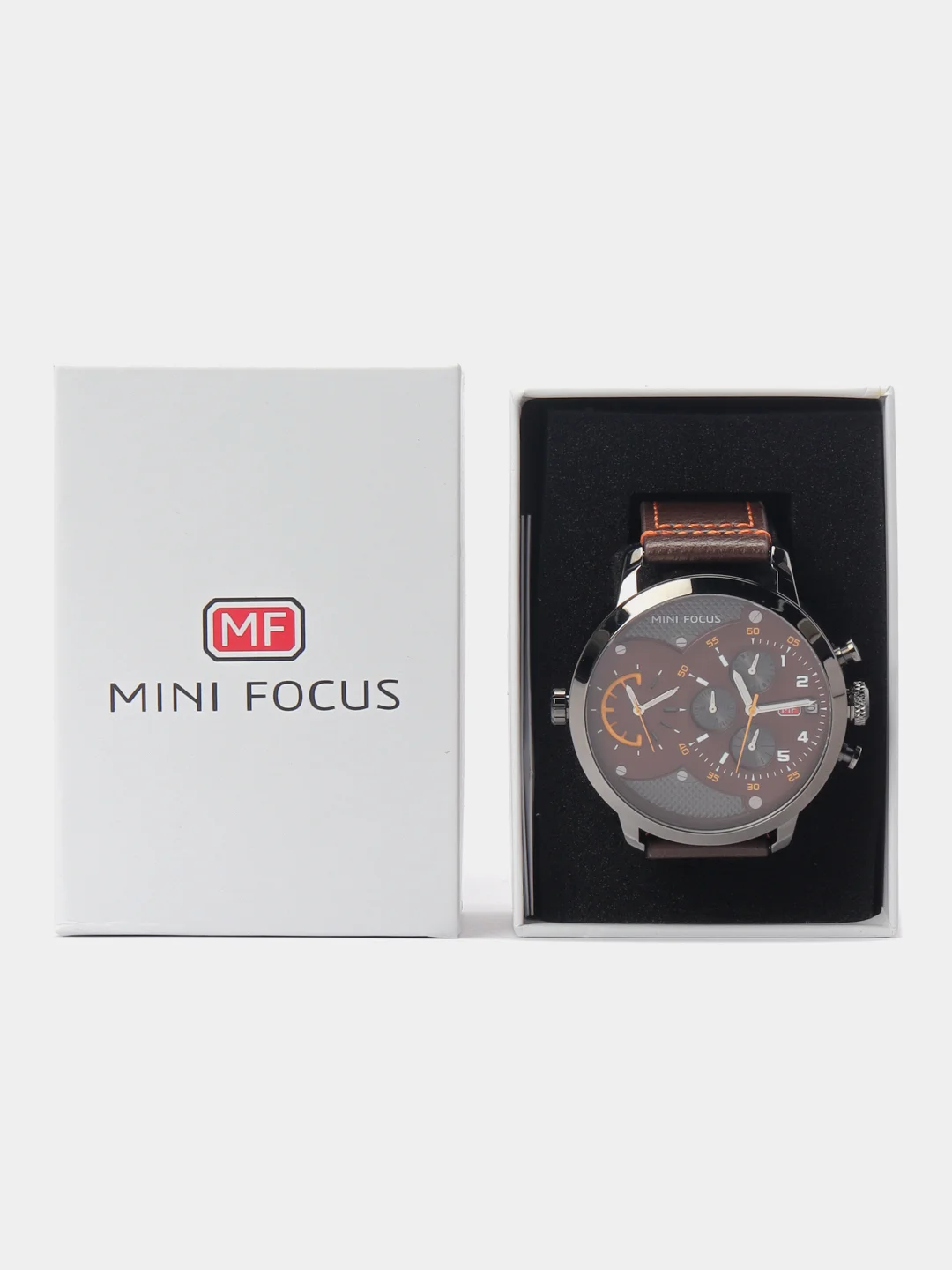 Коричневый мужские наручные часы Mini Focus MF0030G с хронографом, в подарочной упаковке