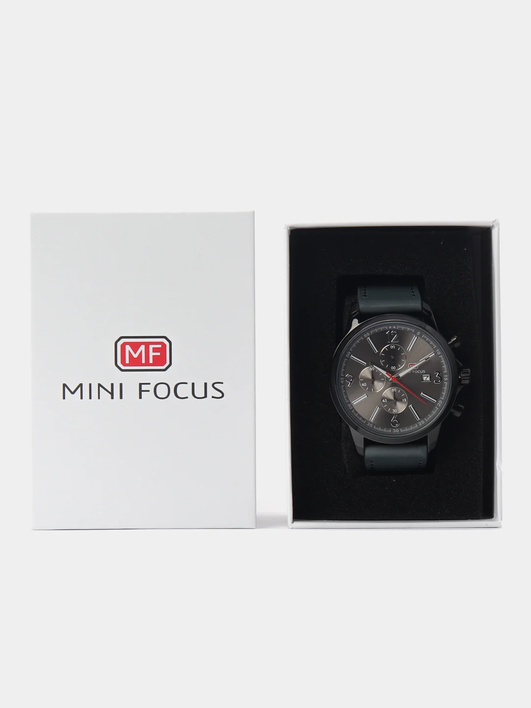 Черный мужские наручные часы Mini Focus MF0084G, хронографом, в подарочной коробке