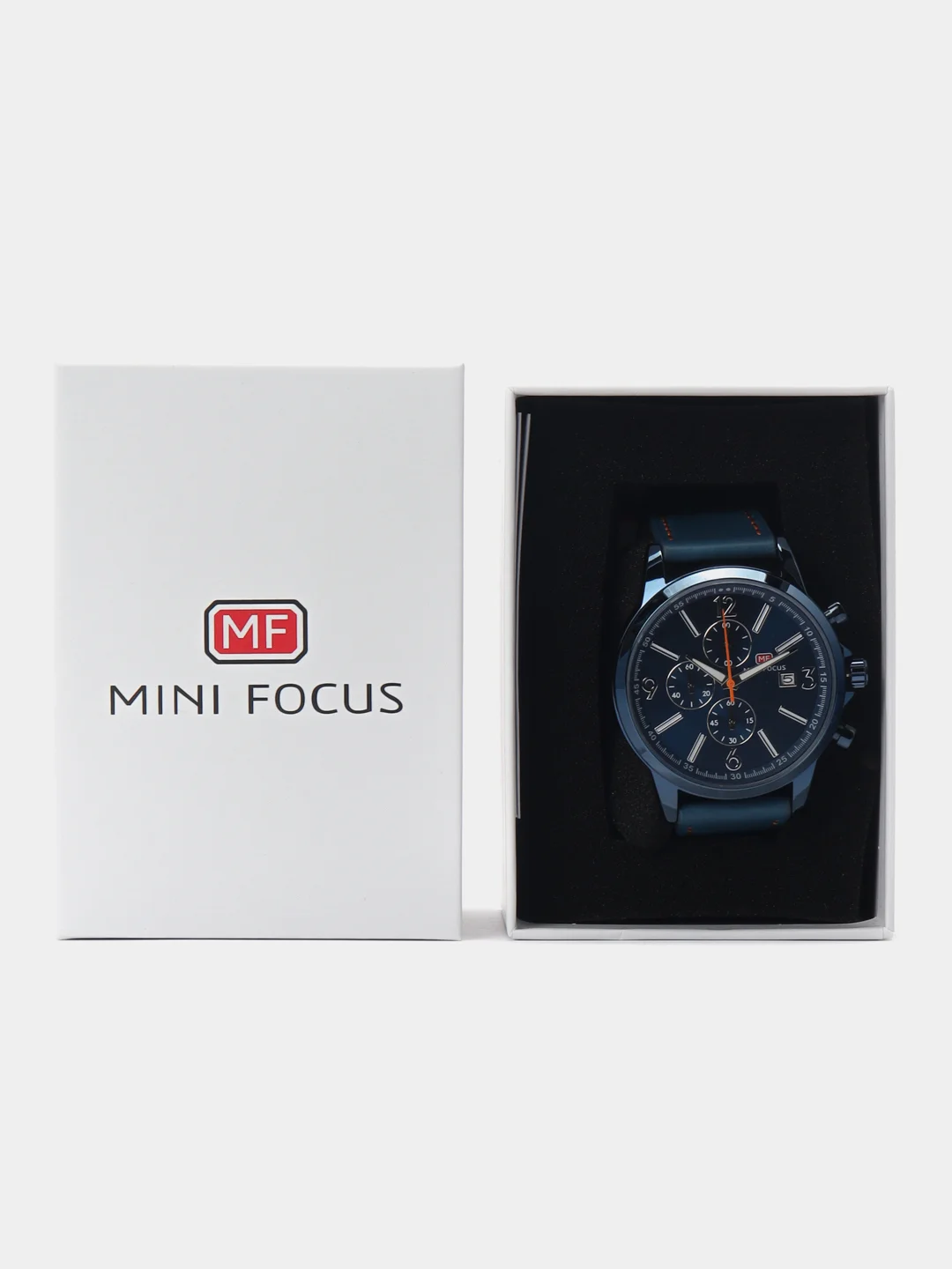 Синий мужские наручные часы Mini Focus MF0084G, хронографом, в подарочной коробке