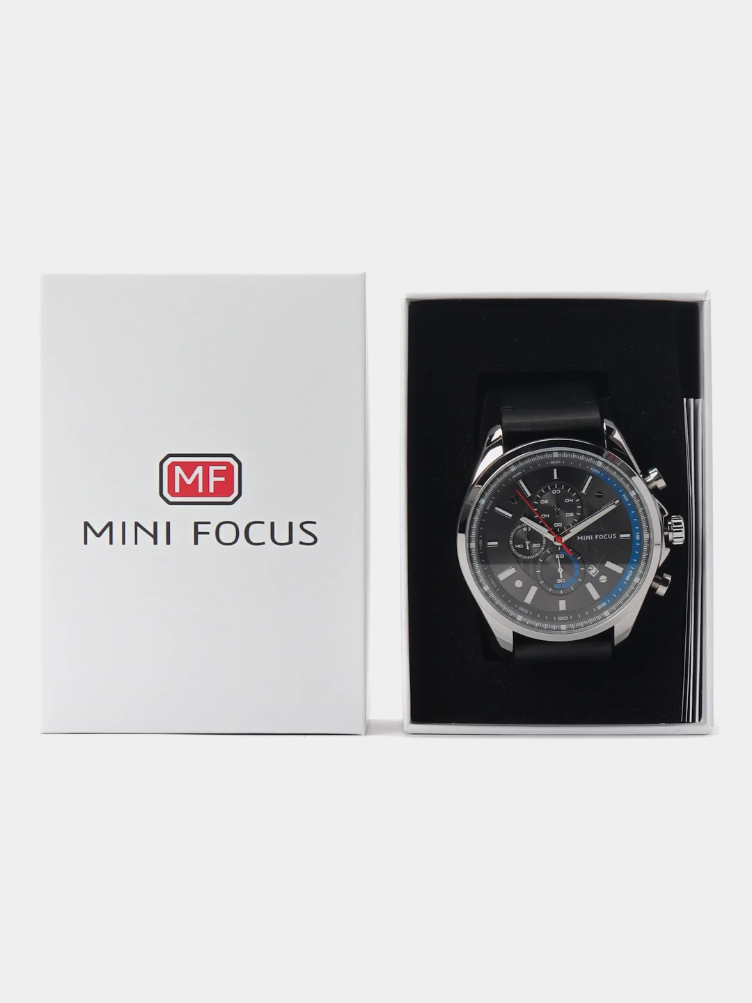 Серебряный мужские наручные часы Mini Focus MF0080G, с хронографом, в подарочной упаковке
