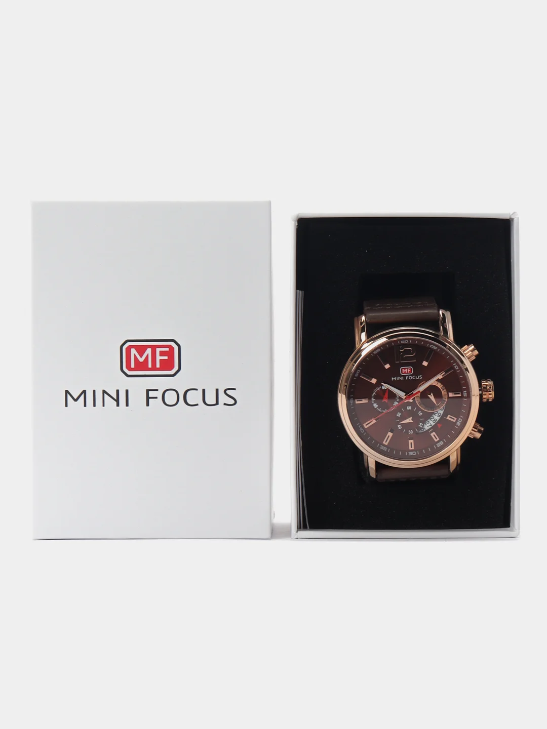Золотой мужские наручные часы Mini Focus MF0086G с хронографом, в подарочной упаковке