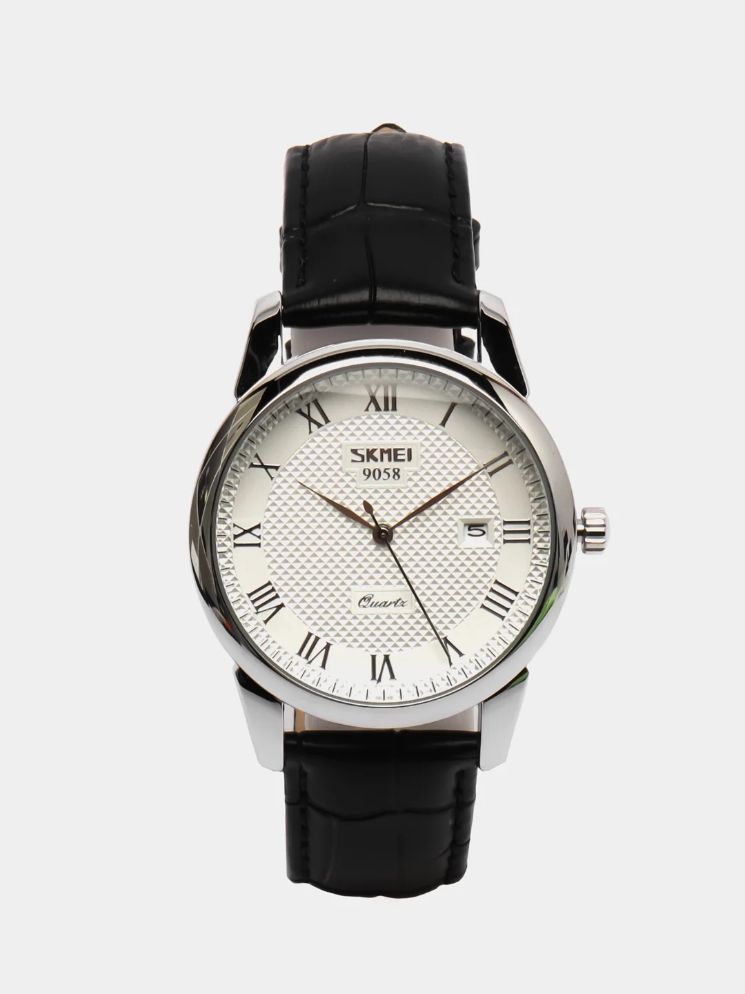 Серебряный мужские наручные часы Skmei 9058G с календарём в подарочной упаковке