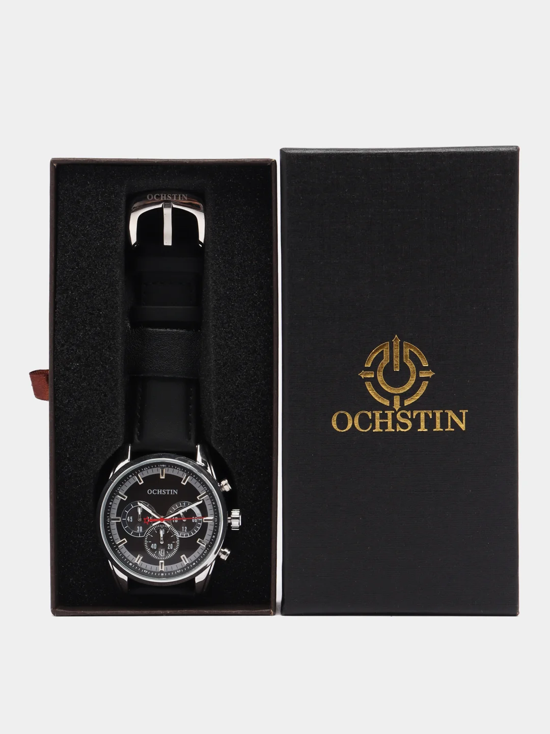 Черный мужские наручные часы Ochstin 7229 с хронографом в подарочной упаковке