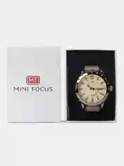 Бежевый мужские наручные часы Mini Focus MF0150G с календарём, в подарочной упаковке
