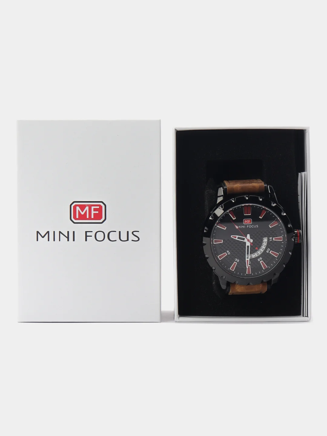 Черный мужские наручные часы Mini Focus MF0150G с календарём, в подарочной упаковке
