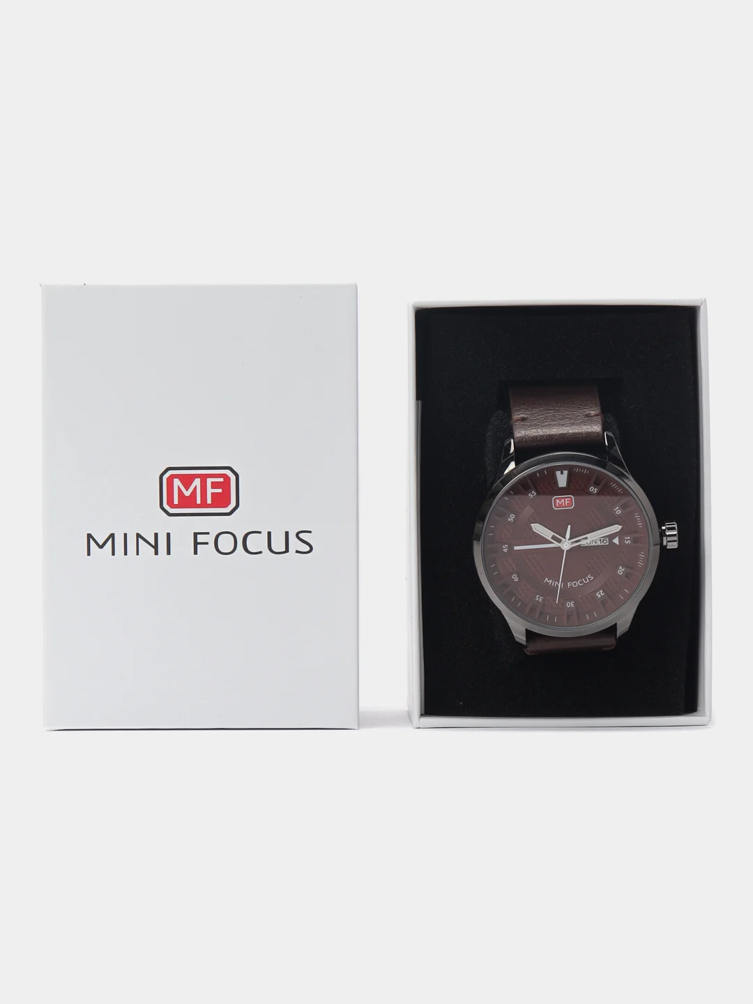 Коричневый мужские наручные часы Mini Focus MF0028G с календарём, в подарочной упаковке