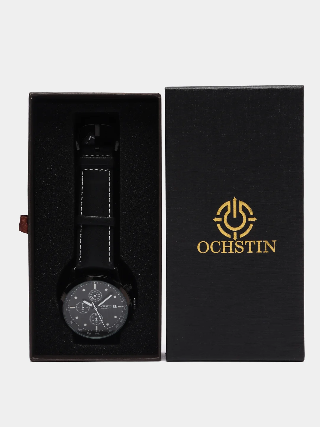 Черный мужские наручные часы Ochstin 6042A с хронографом в подарочной упаковке