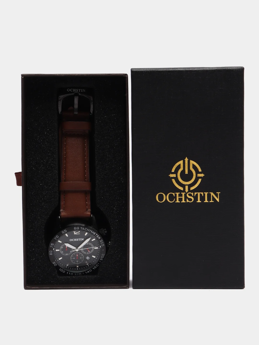 Шоколадный мужские наручные часы Ochstin 6117A с хронографом в подарочной упаковке