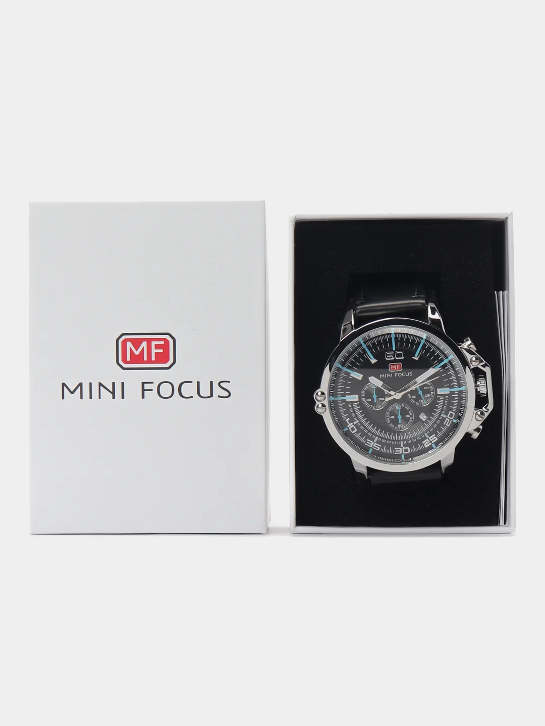Серебряный мужские наручные часы Mini Focus MF0095G, с хронографом, в подарочной упаковке