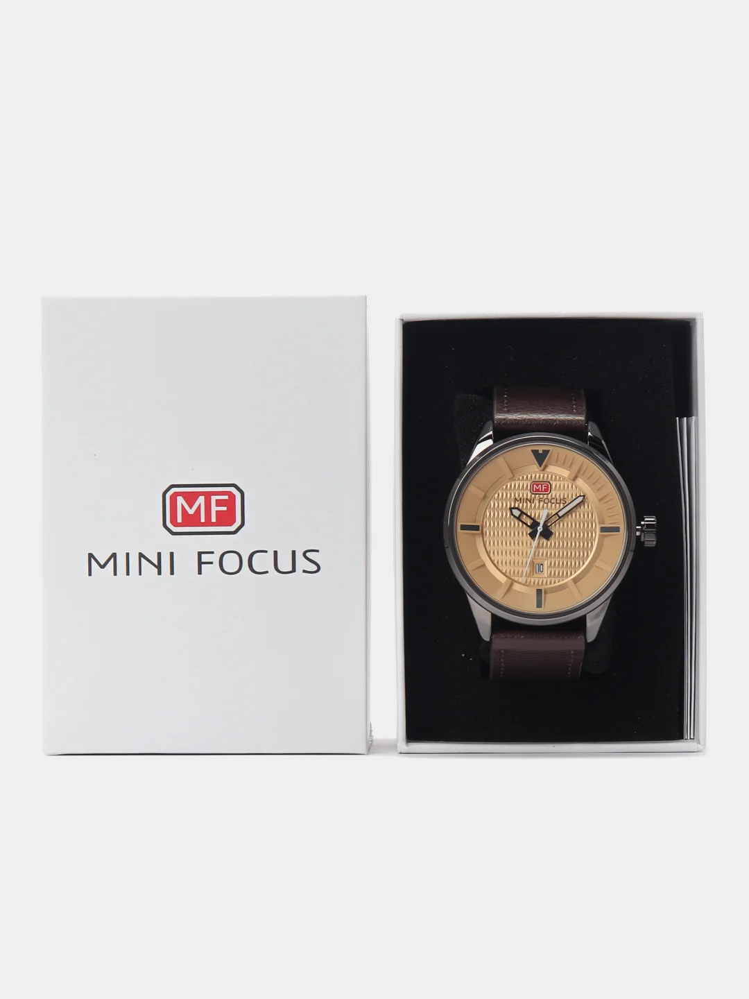 Лимонный мужские наручные часы Mini Focus MF0026G c календарём, в подарочной упаковке