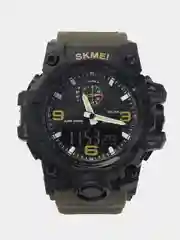 Зелёный хаки мужские спортивные наручные часы Skmei 1586 в подарочной упаковке