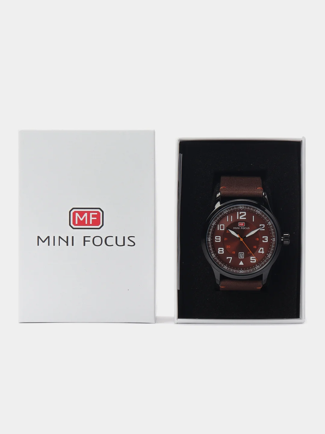 Коричневый мужские наручные часы Mini Focus MF0166G с календарём, в подарочной упаковке