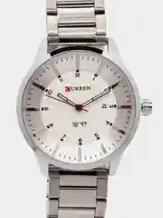 Серебряный мужские наручные часы Curren 8316 с календарём в подарочной упаковке