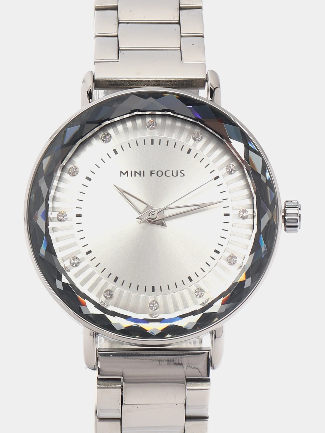 Серебряный женские наручные часы Mini Focus MF0040L с камнями, в подарочной упаковке