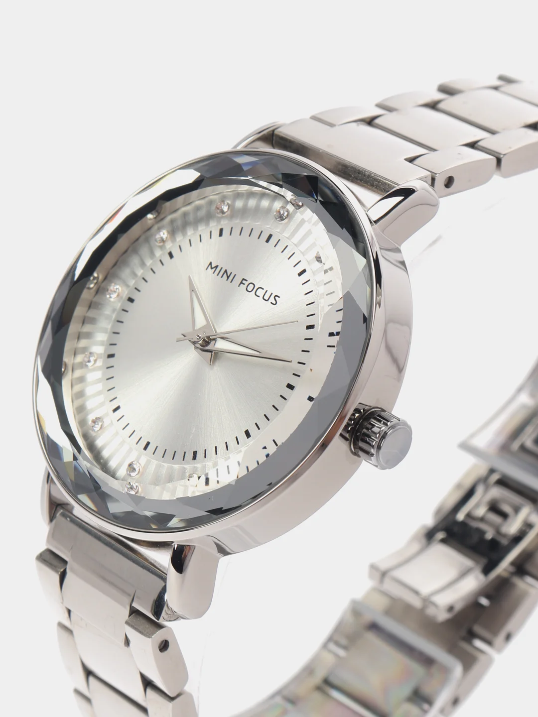 Серебряный женские наручные часы Mini Focus MF0040L с камнями, в подарочной упаковке