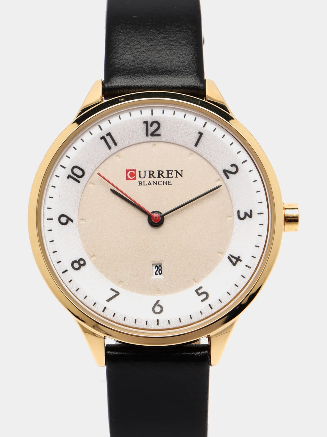 Черный женские наручные часы Curren 9035 c календарём в подарочной упаковке