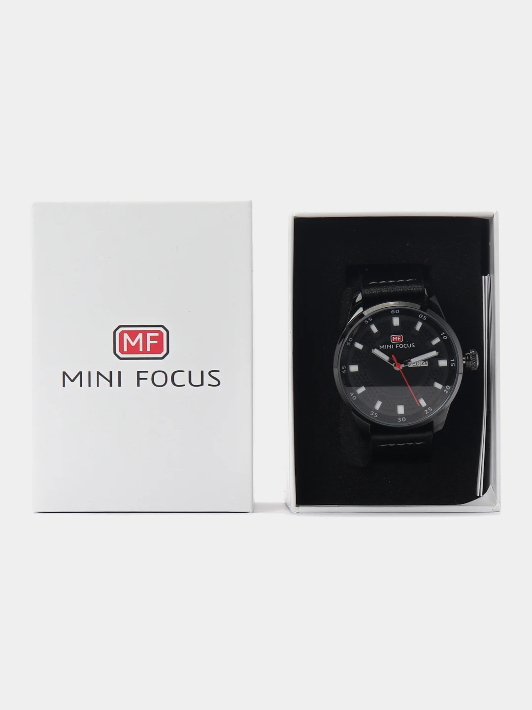 Черный мужские наручные часы Mini Focus MF0027G с календарём, в подарочной упаковке
