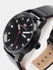Черный мужские наручные часы Mini Focus MF0027G с календарём, в подарочной упаковке