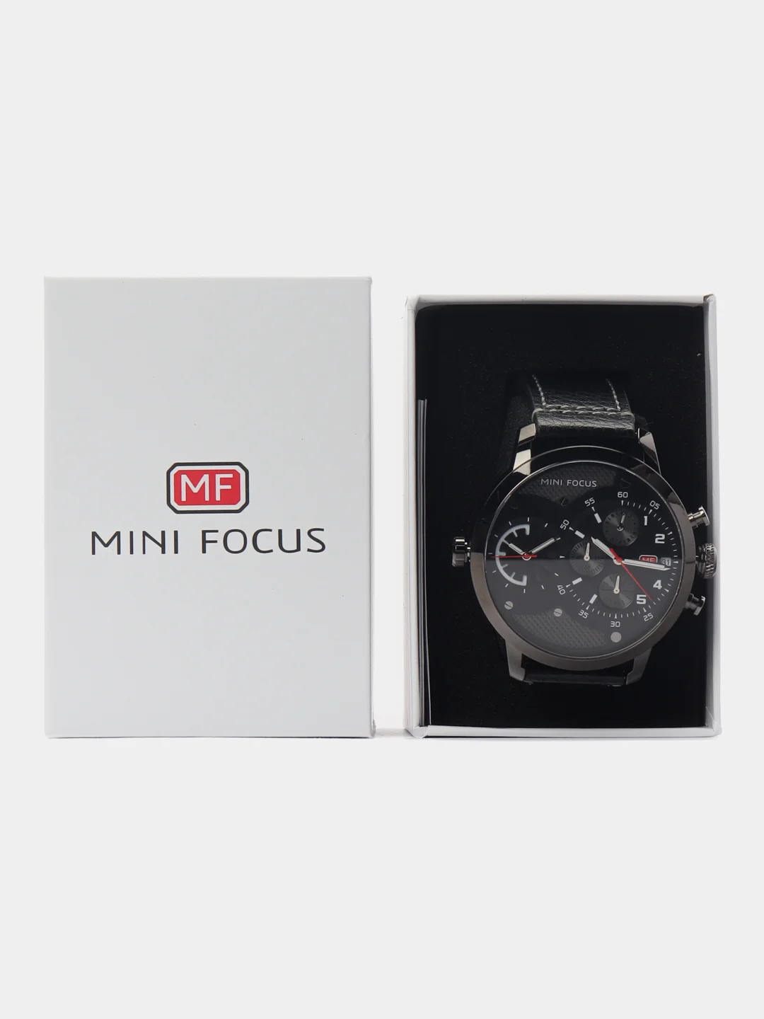 Черный мужские наручные часы Mini Focus MF0030G с хронографом, в подарочной упаковке