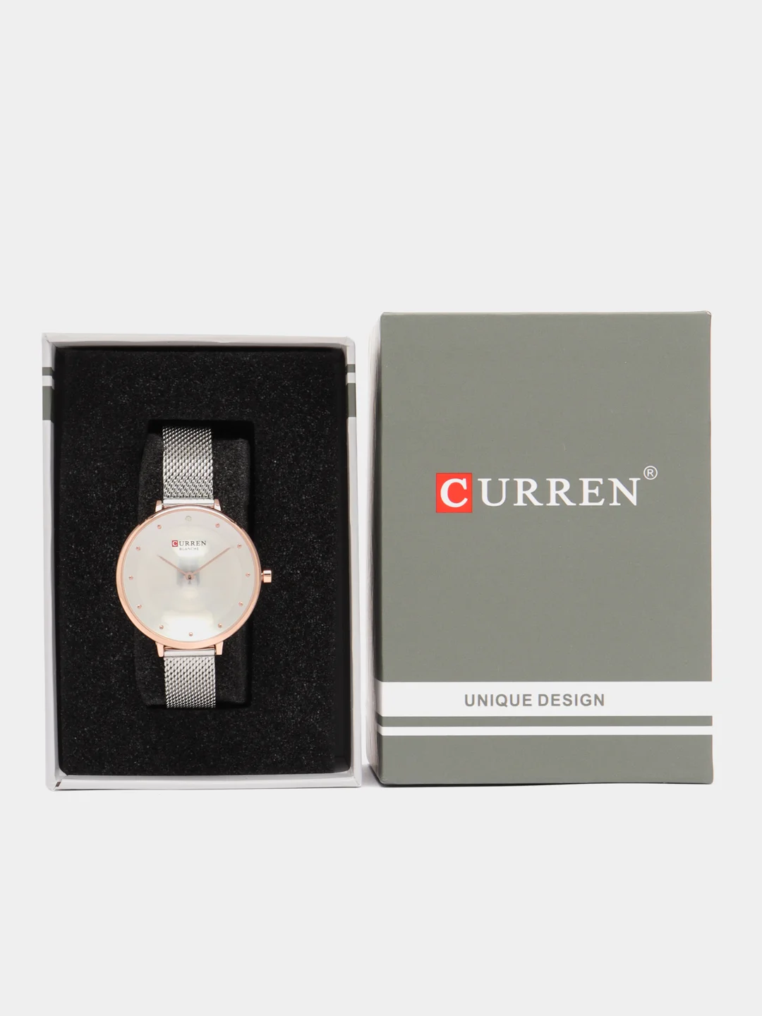Серебряный женские наручные часы Curren 9029 в подарочной упаковке