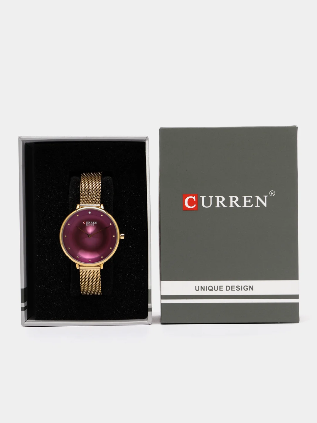 Бордовый женские наручные часы Curren 9029 в подарочной упаковке