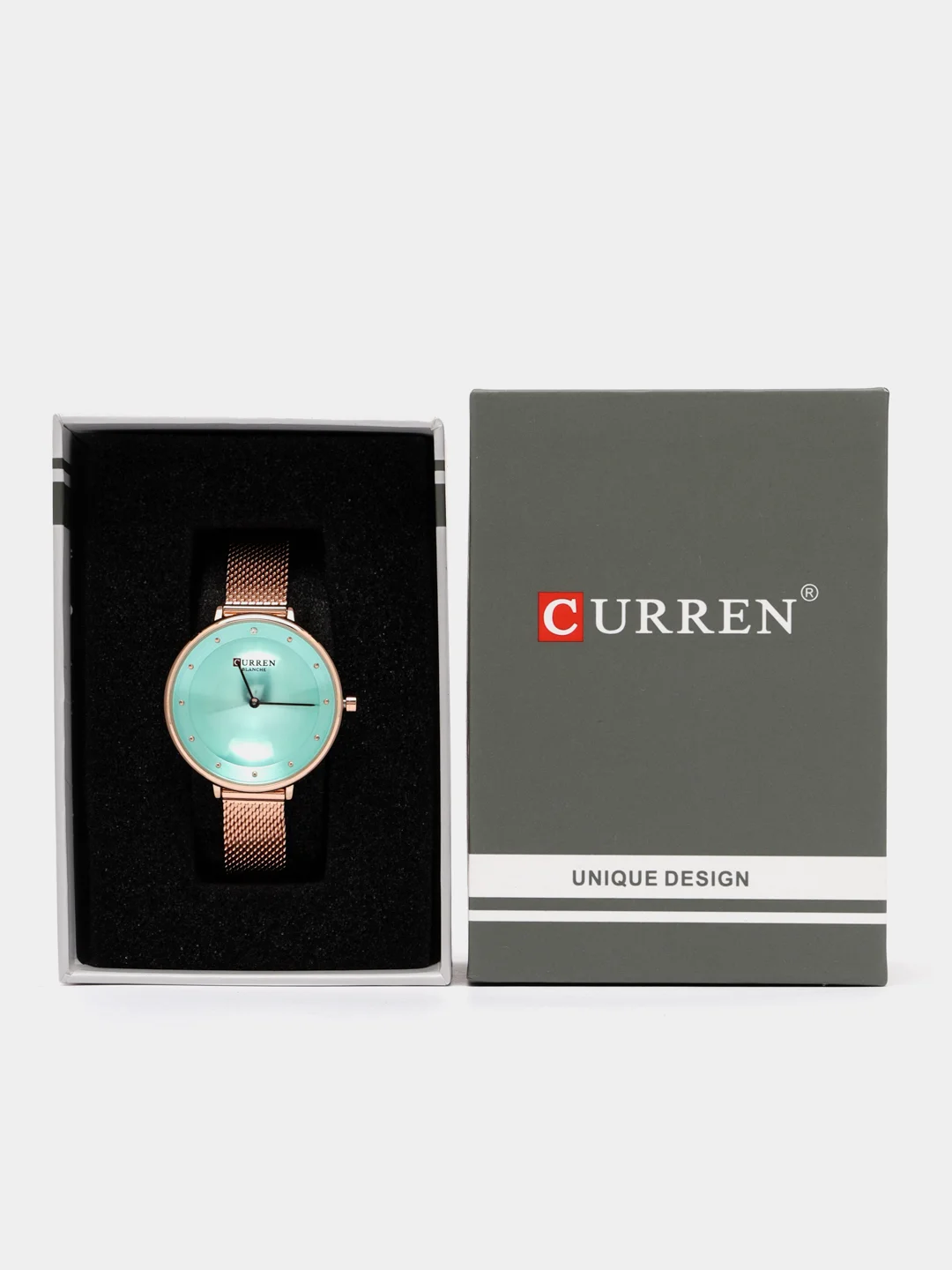 Бирюзовый женские наручные часы Curren 9029 в подарочной упаковке