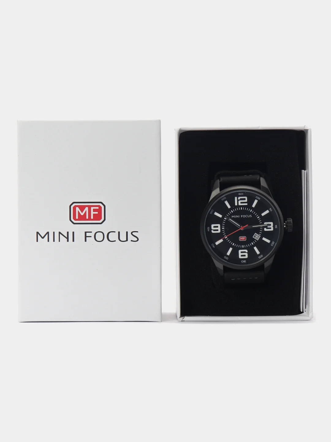 Черный мужские наручные часы Mini Focus MF0051G с календарём, в подарочной упаковке