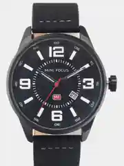 Черный мужские наручные часы Mini Focus MF0051G с календарём, в подарочной упаковке