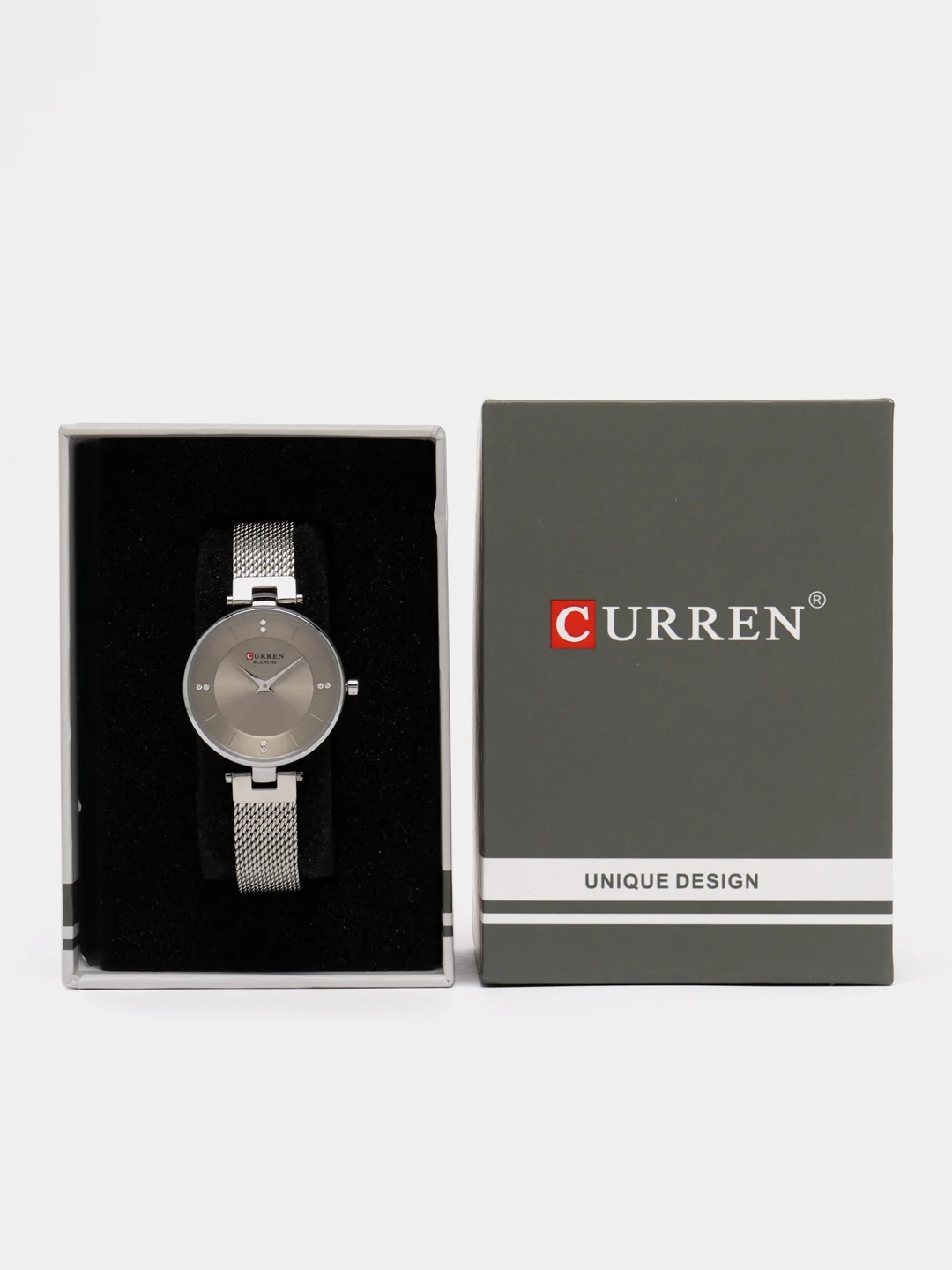 Серебряный женские наручные часы Curren 9031 в подарочной упаковке