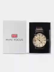 Бежевый мужские наручные часы Mini Focus MF0154G с календарём, в подарочной упаковке