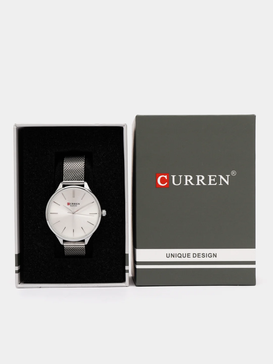 Серебряный женские наручные часы Curren 9024 в подарочной упаковке