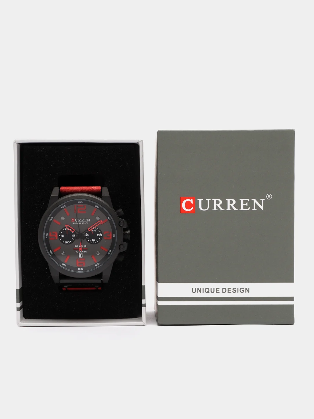 Красный мужские наручные часы Curren 8314 в подарочной упаковке
