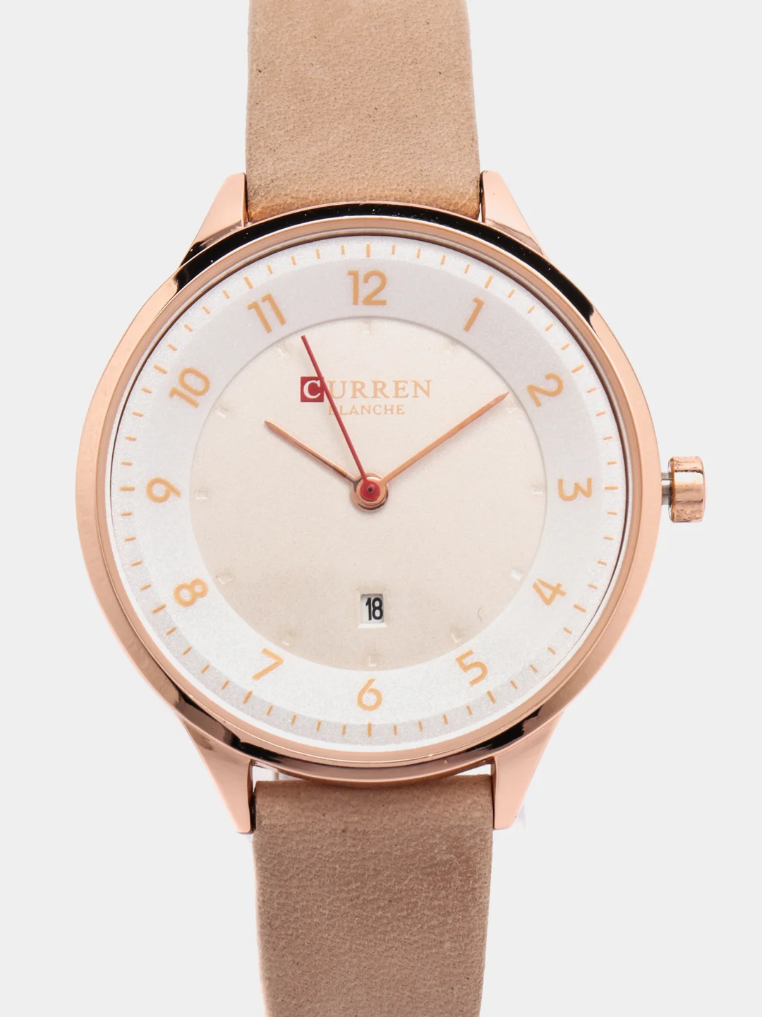 Кремовый женские наручные часы Curren 9035 c календарём в подарочной упаковке