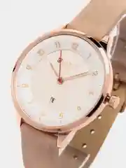 Кремовый женские наручные часы Curren 9035 c календарём в подарочной упаковке