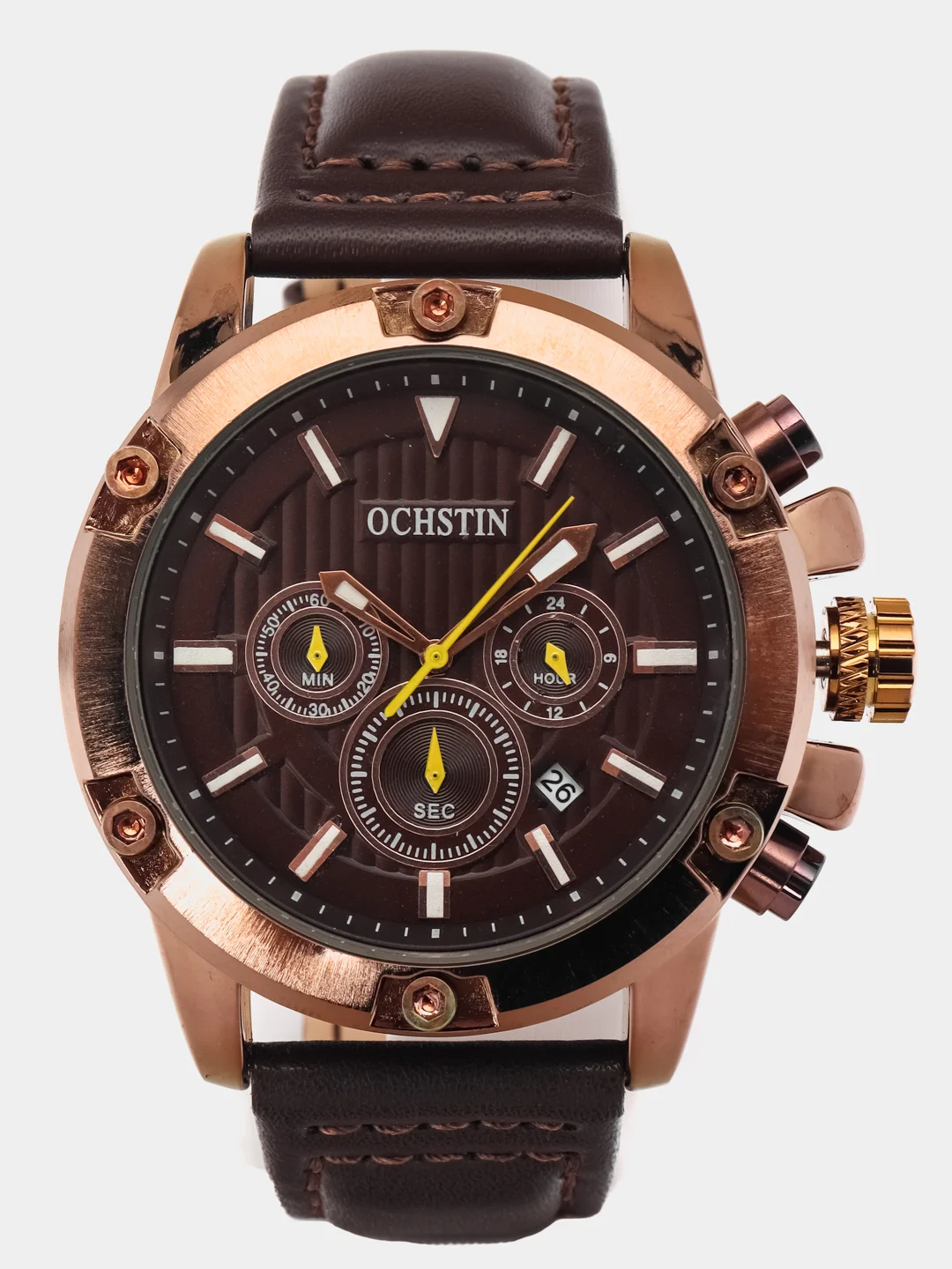 Коричневый мужские наручные часы Ochstin 6075A с хронографом в подарочной упаковке