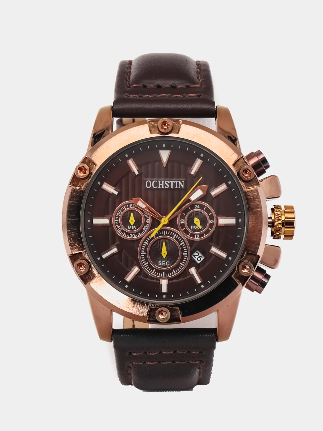 Коричневый мужские наручные часы Ochstin 6075A с хронографом в подарочной упаковке