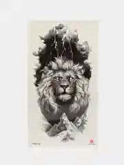 Горчичный татушки, временная тату Лев/Тату Тигр 21*14 см/ Переводная тату, цветные, черно-белые