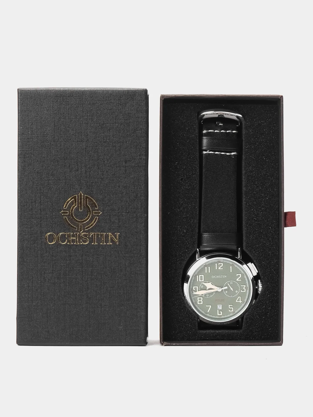 Зелёный хаки мужские наручные часы Ochstin 6077A с хронографом в подарочной упаковке
